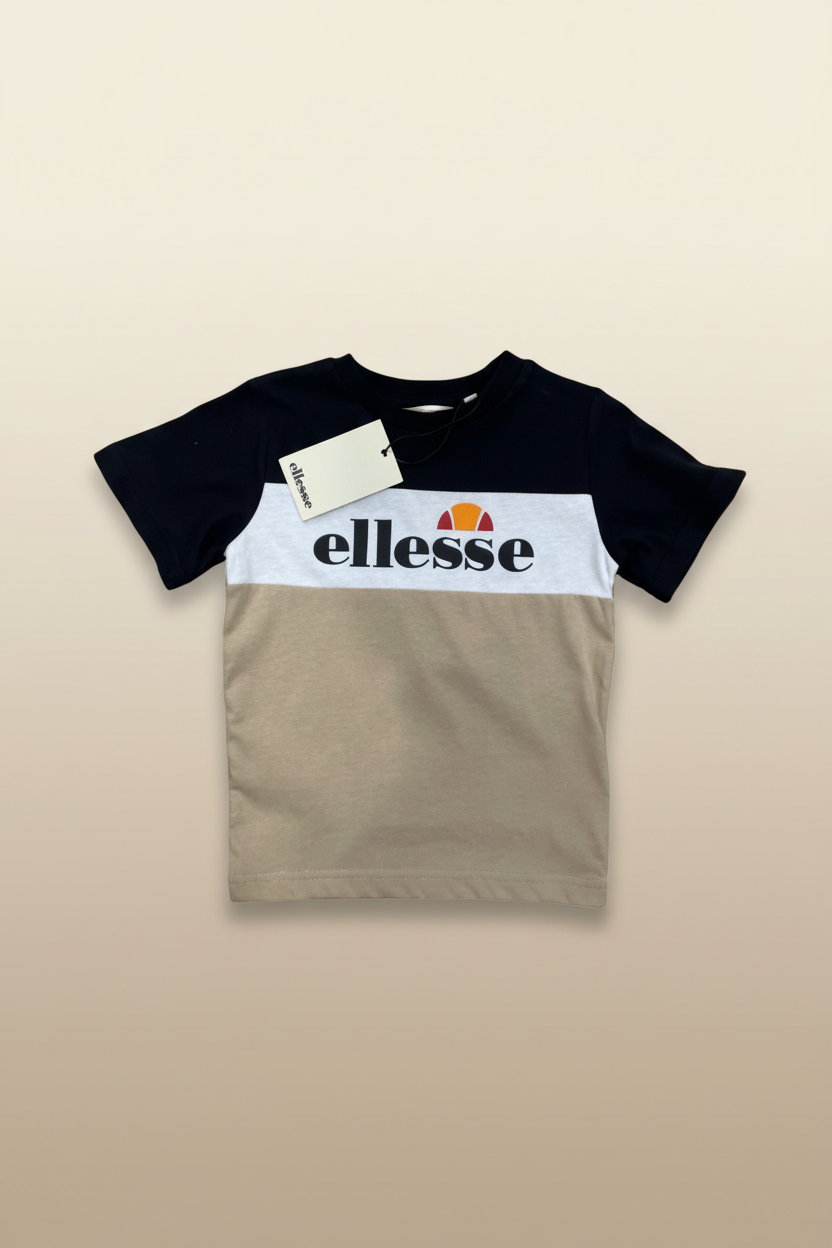 Ellesse Kids Colour Block T-Shirt - Beige front