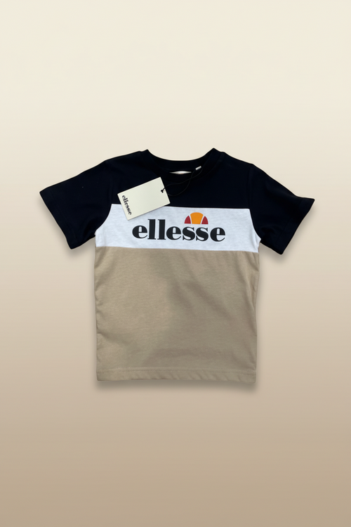 Ellesse Kids Colour Block T-Shirt - Beige front