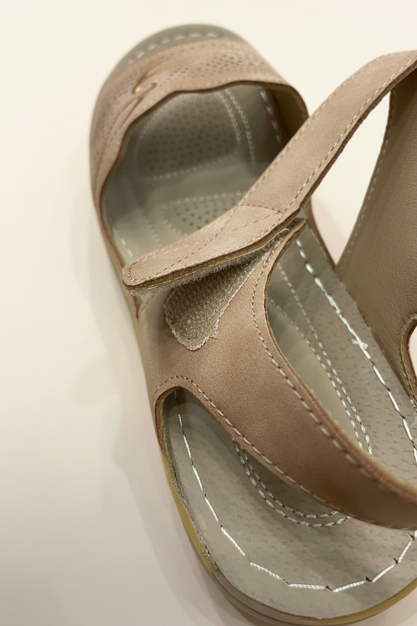 Women's Comfort Velcro Sandals - Beige close-up