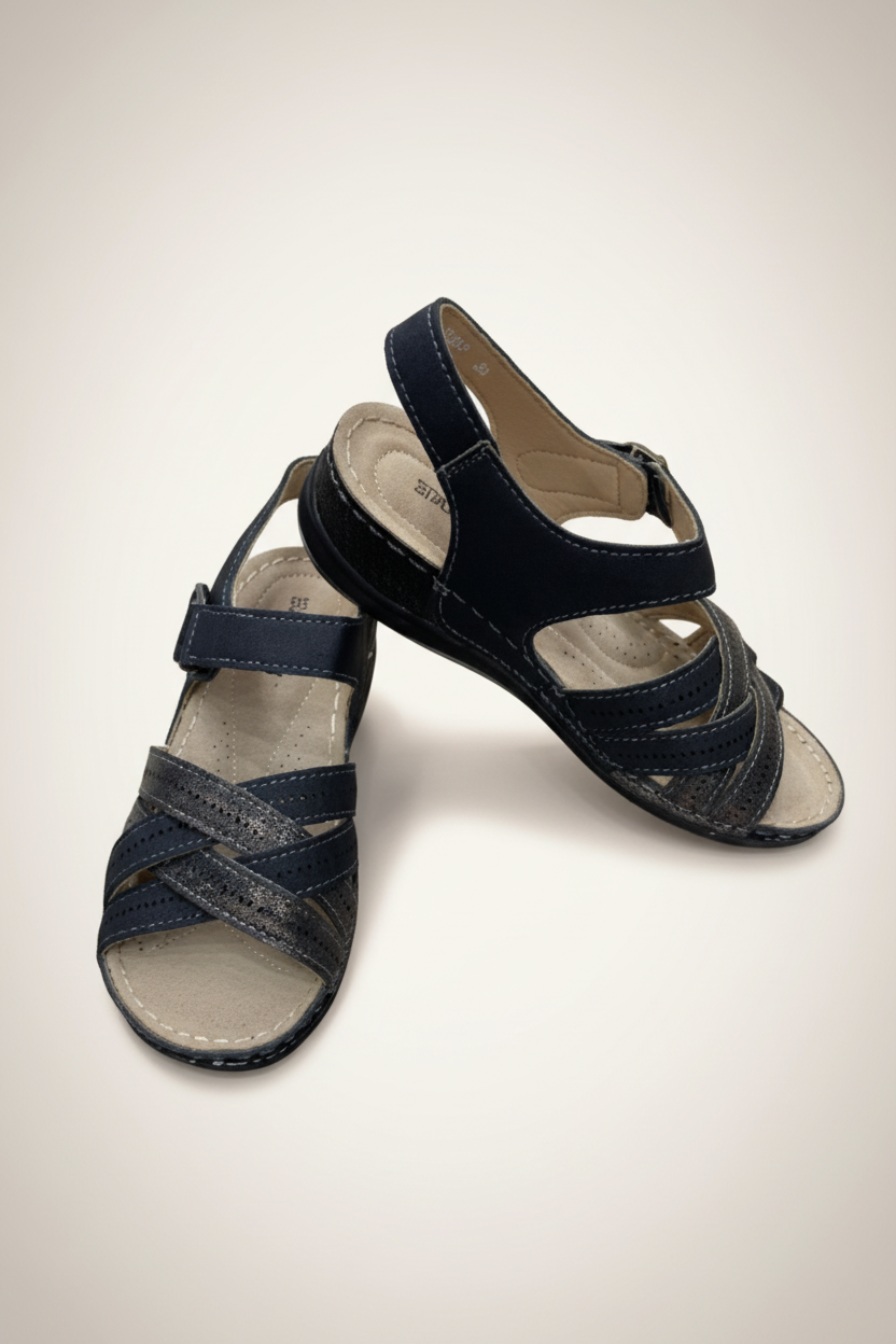 Women's Cross-Strap Comfort Sandals - Black pair