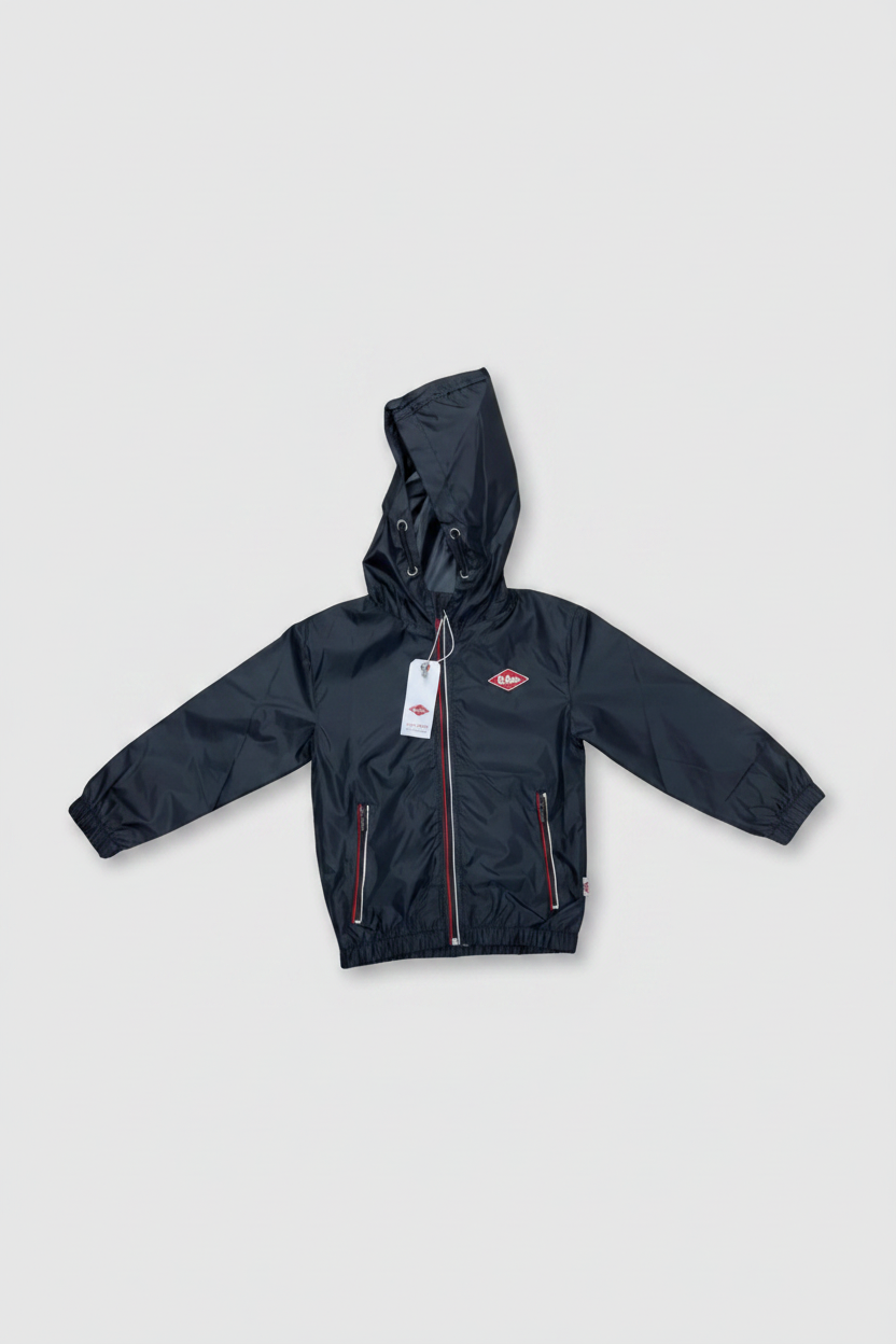 Lee Cooper Kids Hooded Windbreaker Jacket - Black front