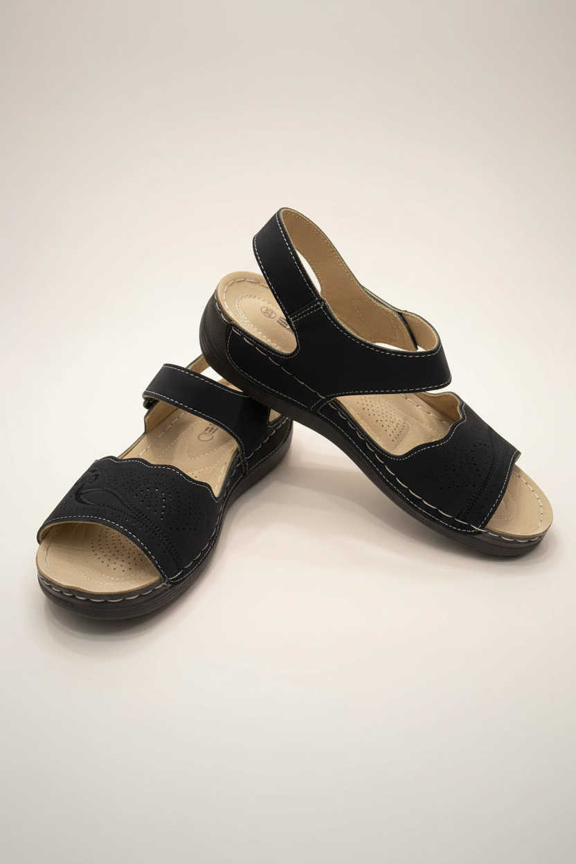 Women's Comfort Velcro Sandals - Black pair
