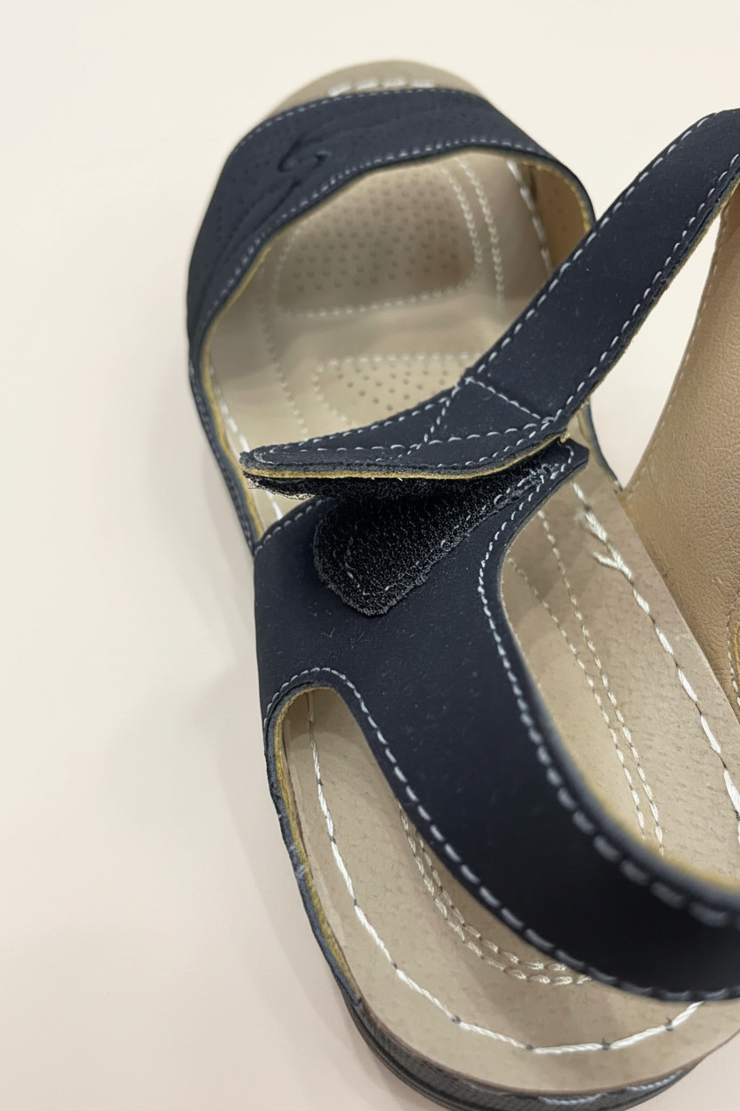 Women's Comfort Velcro Sandals - Black close-up