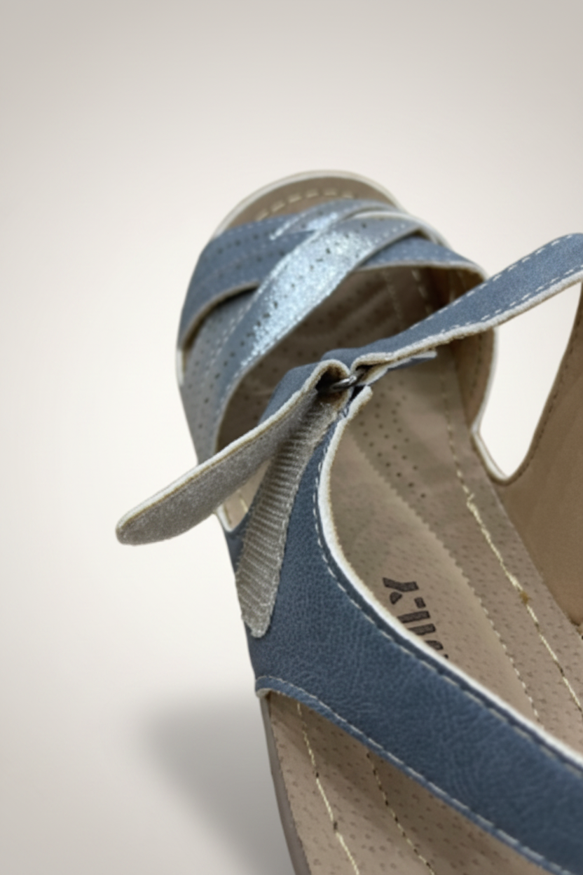 Women's Cross-Strap Comfort Sandals - Blue close-up