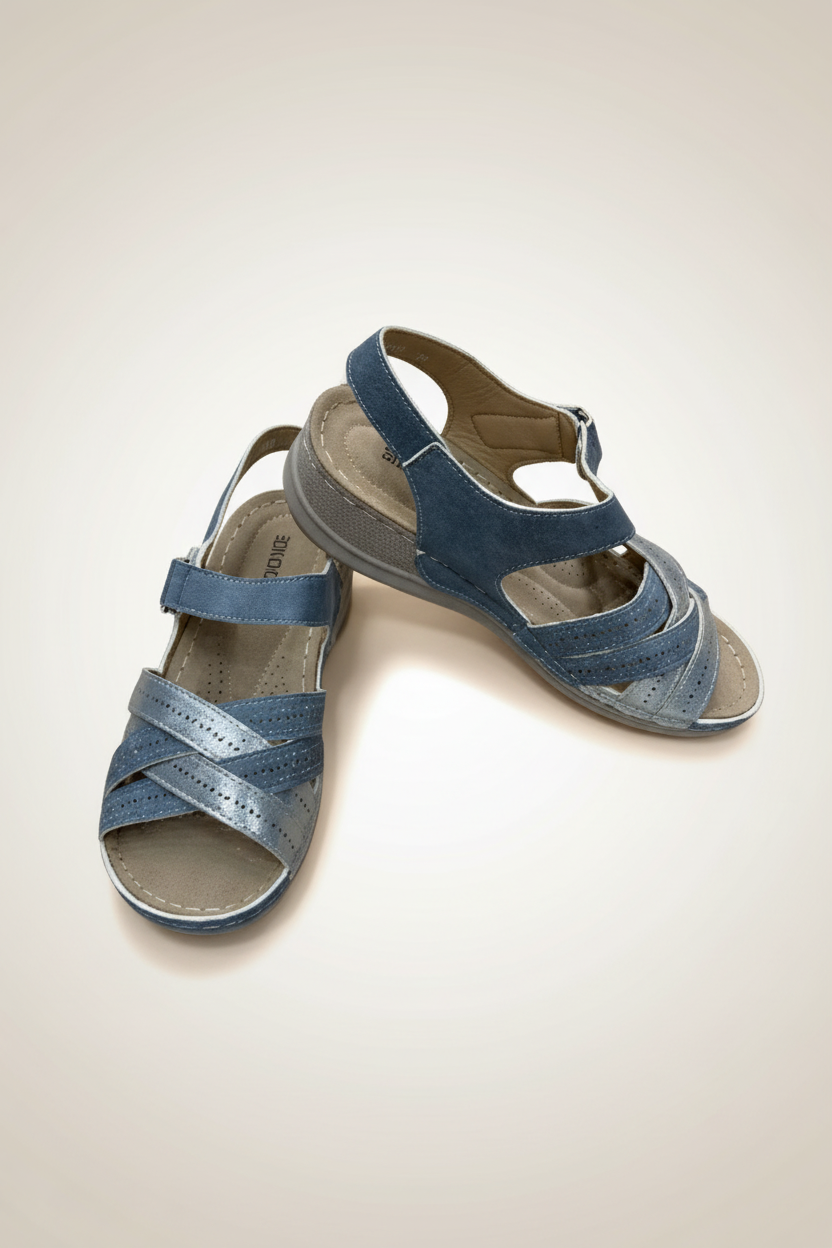 Women's Cross-Strap Comfort Sandals - Blue pair