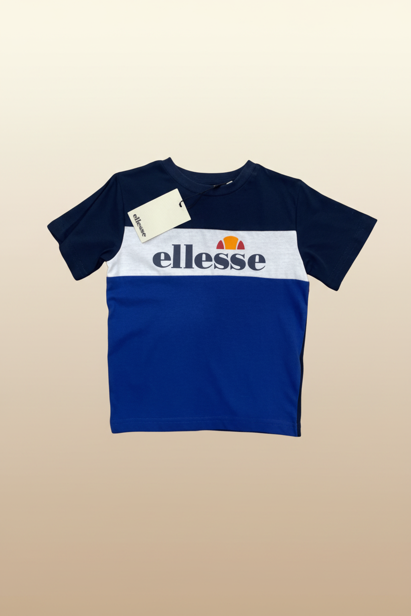 Ellesse Kids Colour Block T-Shirt - Blue front