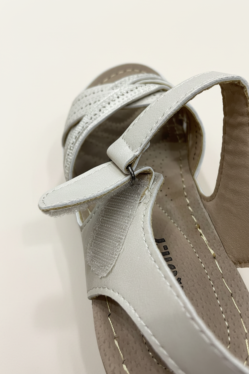Women's Cross-Strap Comfort Sandals - White close-up
