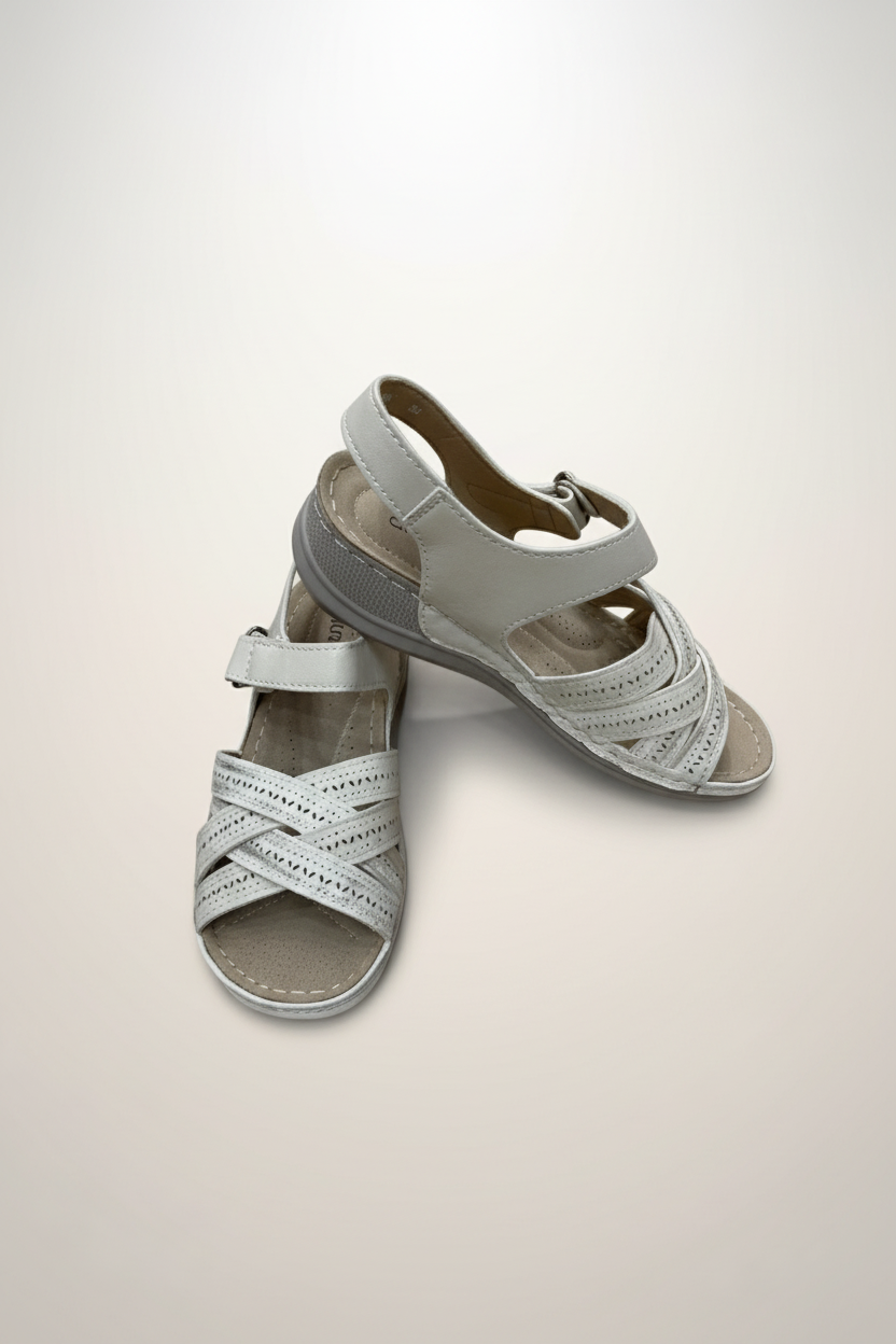 Women's Cross-Strap Comfort Sandals - White pair
